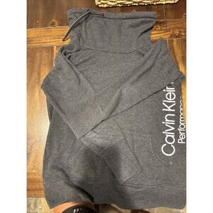 Calvin Klein Performance Women's Turtleneck Hoodie Grey Size Medium